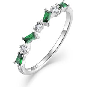 Eternity Stackble Rings for Women, Sterling Silver 925 Engagement Birthstone Rings for Her Wedding Band, Size 6-9