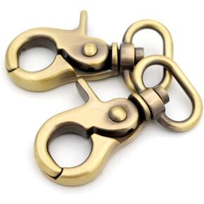 CRAFTMEMORE Trigger Snap Hook Metal Swivel Lobster Clasps Purse Bag Clips Quality Finish VTHO 2PCS (3/4 Inch, Brushed Brass)
