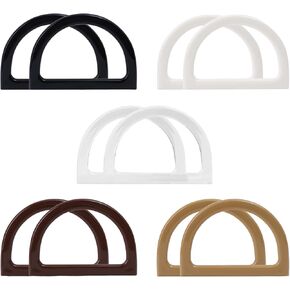 10Pcs D-Shaped Purse Replacement Handle, Bag Handles for Crochet Bags, Resin Purse Handles Decorative, Purse Making Supplies for Handmade Beach Bag Straw Bags Handbags Handles