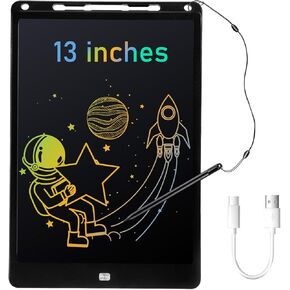 LCD-children's tablet, 13-inch color drawing board, Doodle Board, type-c charging model. Educational Learning Children's toys for 456789-year-old boys and girls black
