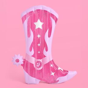 xo، Fetti Cowgirl Boot Pool Float - 6 أقدام لامعة | ديكورات حمام السباحة الأخيرة من روديو العازبة، لوازم حفلات أعياد الميلاد الغربية، رعاة البقر الفضائي، هدية عروس ناشفيل، هدية عيد الميلاد
