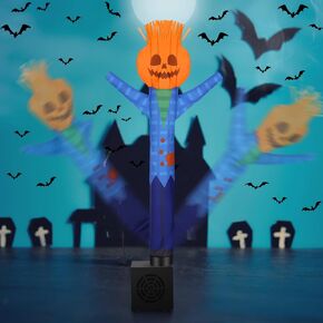 Poen Halloween Jack O Mini Inflatable Tube Man Gift Thanksgiving Wacky Waving Inflatable Tube Guy Gift Halloween Pumpkin with Blower Autumn Tubes for Stand Tabletop Decor