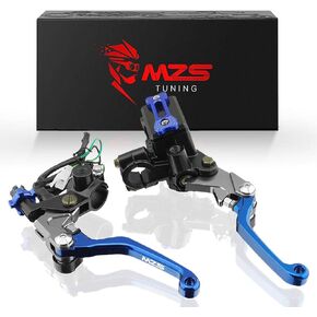 MZS Blue 7/8 Levers, Brake Master Cylinder Clutch Lever Set Pivot Adjustable CNC Universal Compatible with Motorcycle Street Sport Dirt Pit Mini Bike Scooter