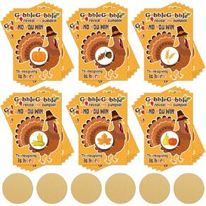 Henoyso 60 Set Thanksgiving Scratch Off Cards Turkey Fall Festival Game Activities 10 Winners 5 Different Loser Card Designs for Family Adults Group Small Business