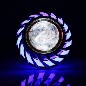 LED Motorcycle Headlights Bulb Motorcycle Headlight LED Projector Lens Single Halo Angel Devil Eye Spot Light Hi/Low Beam (blue)