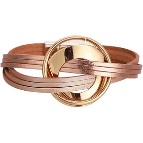 Aonklot Leather Bracelets for Women Leather Wrap Bracelets Boho Leather Stackable Wrap Bracelet Stackable Wristbands Jewelry Gift
