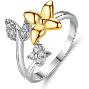 925 Sterling Silver Butterfly CZ Stone Ring for Women, Birthstone CZ Crystal Dainty Animal Statement Promise Engagement Wedding Ring Butterfly Jewelry-Making-Patterns 6