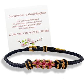 CJIAYUJEW to My Granddaughter ''A Link That Can Never Be Undone'' Peach Blossom Bracelet,Adjustable Braided Granddaughter Bracelet from Grandma
