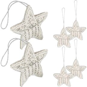 مجموعة من 6 قطع زينة على شكل قلب مطرزة بخيوط بوليستر، قلوب مزرعة، ديكور عيد الأم، هدايا حب له، لها | ديكور ريفي معلق على الحائط للمنزل - أبيض لؤلؤي وفضي in Kuwait