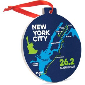 Running Ceramic Ornament | NYC 26.2 Map Christmas Ornament