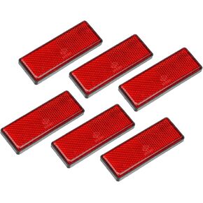 ACROPIX 6 Pcs Rectangular Stick-on Safety Spoke Reflective Self Adhesive Reflector for Gate Posts Cars Trailer Motorcycle Bicycle Bike 87mm Length Red Car Parts
