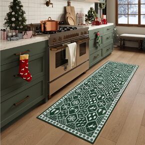 Seavish Christmas Hallway Runner Rug 2x6 Red Kitchen Runner Rugs Non Skid Washable Low Pile Entryway Rugs Indoor Bathroom Rug Runner Soft Carpet Runner for Bedroom Laundry Christmas Decor