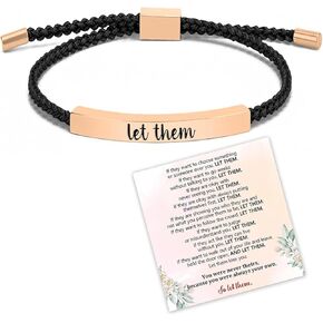 Let Them Bracelet for Women Dont Let The Hard Days Win Bracelet Stainless Steel Motivational Bracelet Adjustable Hand Braided String Bracelet Inspirational Jewelry Gifts