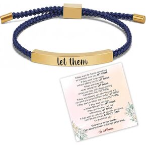 Let Them Bracelet for Women Dont Let The Hard Days Win Bracelet Stainless Steel Motivational Bracelet Adjustable Hand Braided String Bracelet Inspirational Jewelry Gifts