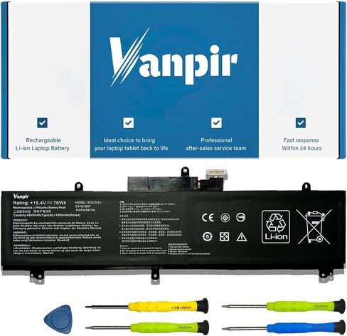 بطارية الكمبيوتر المحمول VANPIR C41N1837 15.4V 76Wh 4940mAh بديلة لـ Asus ROG Zephyrus GA502DU GA502GU GU502DU GU502GU GU502GV GU532GU GU532GV GX502GV GX502GW GX532GV GX532GW Series 0B200-0338 0100 in Kuwait