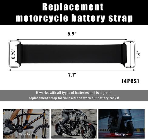 2 PCS Motorcycle Battery Strap, Stretchable Rubber Band Battery Holder Belt with Metal Buckle, Elastic Battery Fixed Strap Bandage Part Moped Belt, Battery Strap Replacement in Kuwait