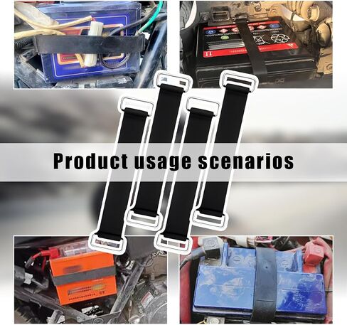 2 PCS Motorcycle Battery Strap, Stretchable Rubber Band Battery Holder Belt with Metal Buckle, Elastic Battery Fixed Strap Bandage Part Moped Belt, Battery Strap Replacement in Kuwait