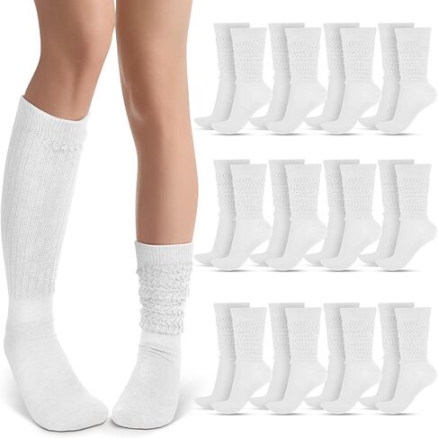Geyoga 12 Pairs Slouch Socks Bulk Women Thigh High Boot Socks Soft Scrunch Socks Warm Thick Knit Women Long Socks in Saudi Arabia