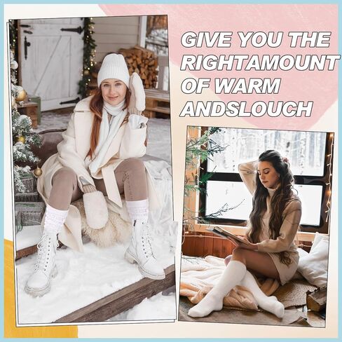 Geyoga 12 Pairs Slouch Socks Bulk Women Thigh High Boot Socks Soft Scrunch Socks Warm Thick Knit Women Long Socks in Saudi Arabia