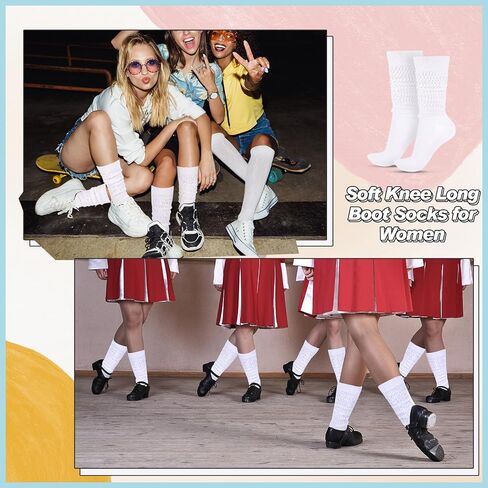 Geyoga 12 Pairs Slouch Socks Bulk Women Thigh High Boot Socks Soft Scrunch Socks Warm Thick Knit Women Long Socks in Saudi Arabia