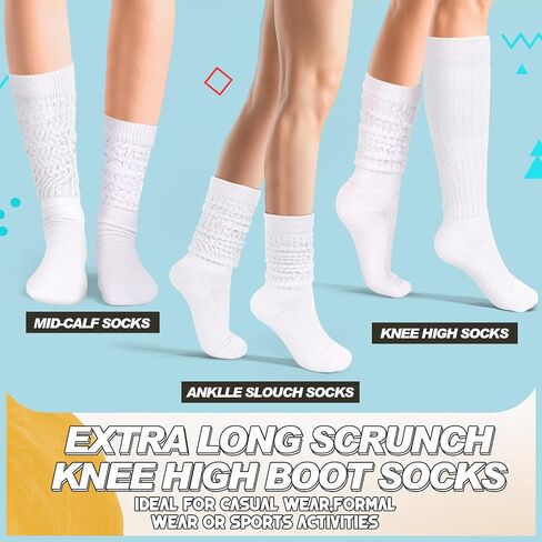 Geyoga 12 Pairs Slouch Socks Bulk Women Thigh High Boot Socks Soft Scrunch Socks Warm Thick Knit Women Long Socks in Saudi Arabia