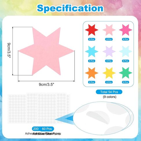 PATIKIL Bulletin Cutouts Paper, 180 Pcs Star Shape Bulletin Board Paper Cut Outs Decorations with Adhesive Points for Classroom DIY Crafts Projects Party Supplies, Multicolored in Saudi Arabia