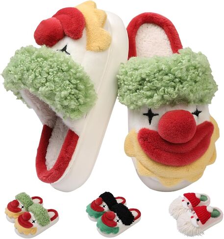 COLSA Slippers for Women Furry Cartoon Christmas Slippers Halloween Warm Soft Indoor Slippers Cute House Slippers Shoes in Saudi Arabia