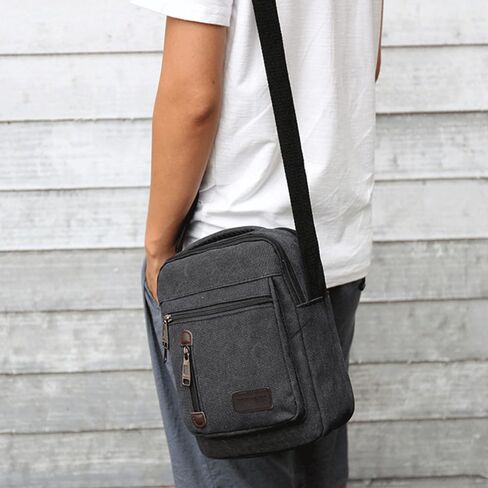 Messenger bag for Men Women, Vintage Canvas Crossbody Bag Shoulder Bag Multi Pocket Purse, Small Messenger Satchel Bag Travel in Saudi Arabia