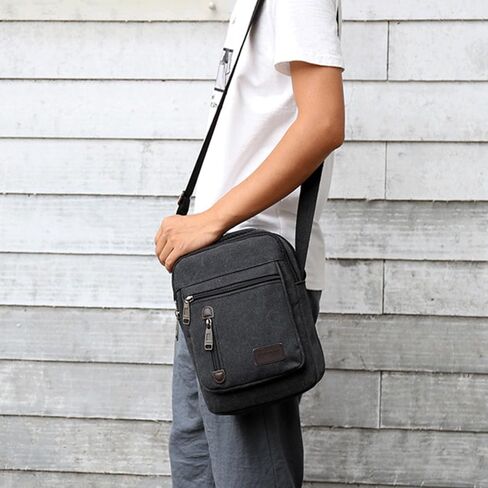 Messenger bag for Men Women, Vintage Canvas Crossbody Bag Shoulder Bag Multi Pocket Purse, Small Messenger Satchel Bag Travel in Saudi Arabia