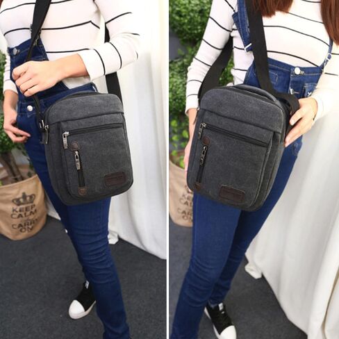 Messenger bag for Men Women, Vintage Canvas Crossbody Bag Shoulder Bag Multi Pocket Purse, Small Messenger Satchel Bag Travel in Saudi Arabia
