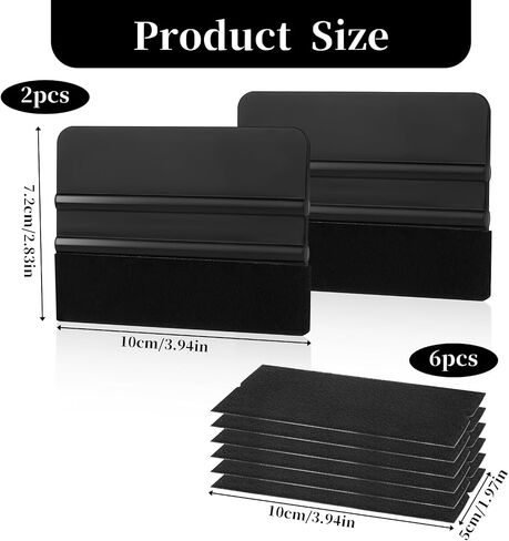 2 PCS Vinyl Squeegee Window Felt Squeegee Vinyl Wrap Tool Kit with 6 PCS Squeegee Felt Fabric Window Tint Tools Felt Squeegee Window Film Application Kit Black Car Squeegee for Glass Film Application in Saudi Arabia