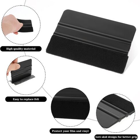 2 PCS Vinyl Squeegee Window Felt Squeegee Vinyl Wrap Tool Kit with 6 PCS Squeegee Felt Fabric Window Tint Tools Felt Squeegee Window Film Application Kit Black Car Squeegee for Glass Film Application in Saudi Arabia