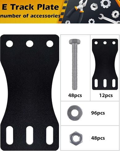 12 Pcs E-Track Rail Mounting Back Plate E Track Plate Installation Kit Heavy Duty X-Track & E-Track Backing Plate with Bolts, Nuts, and Washers for Enclosed/E-Track Tie-Down System in Saudi Arabia