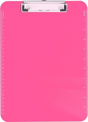 1InTheOffice Neon Pink Plastic Clipboard, Transparent 9"x12", 2 Pack in Saudi Arabia