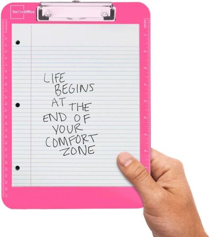 1InTheOffice Neon Pink Plastic Clipboard, Transparent 9"x12", 2 Pack in Saudi Arabia