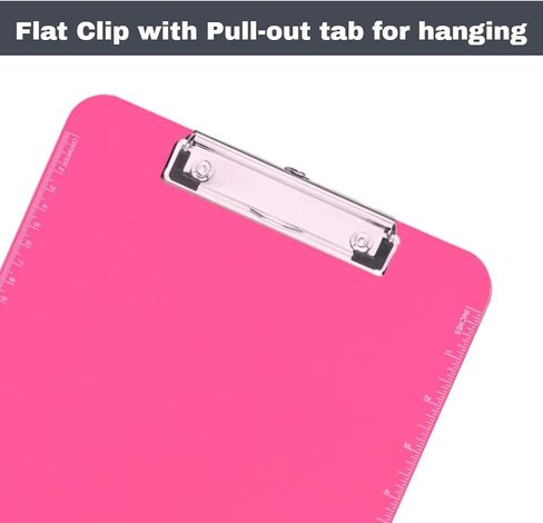 1InTheOffice Neon Pink Plastic Clipboard, Transparent 9"x12", 2 Pack in Saudi Arabia