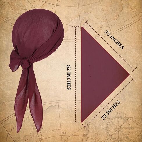 Pirate Costume Accessories Women Men 2 Pairs Pirate Scarf Hat Sash Belt Halloween Cosplay Pirate Scarf Bandana Headband in Saudi Arabia