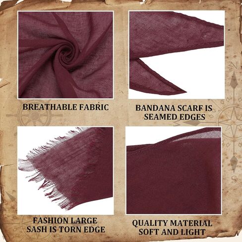 Pirate Costume Accessories Women Men 2 Pairs Pirate Scarf Hat Sash Belt Halloween Cosplay Pirate Scarf Bandana Headband in Saudi Arabia