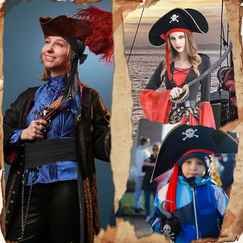 Pirate Costume Accessories Women Men 2 Pairs Pirate Scarf Hat Sash Belt Halloween Cosplay Pirate Scarf Bandana Headband in Saudi Arabia