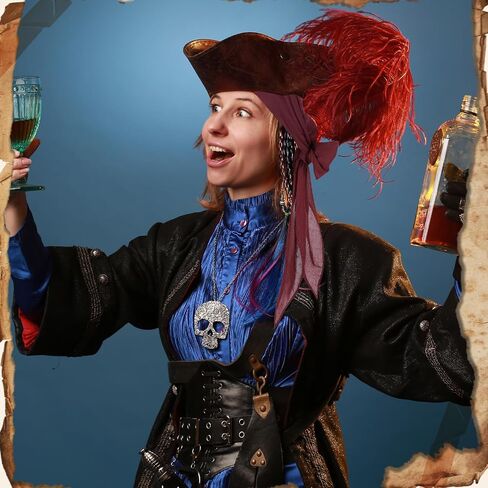 Pirate Costume Accessories Women Men 2 Pairs Pirate Scarf Hat Sash Belt Halloween Cosplay Pirate Scarf Bandana Headband in Saudi Arabia