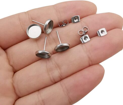 240Pieces 8mm Stud Earring with Post Kit 120Pcs Stainless Steel Blank Stud Earring and 120Pcs Earring Safty Back for Earring Making Findings DIY Jewelry (9849-8mm) in Saudi Arabia