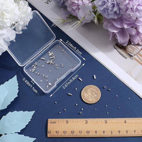 CREATCABIN 100Pcs 4 Sizes 925 Sterling Silver Spacer Beads Column Tiny Loose Small Tube Beads Large Hole Spacer Charms DIY Jewelry Making Supplies Findings Crafts Gift for Necklaces Bracelets Earrings in Saudi Arabia
