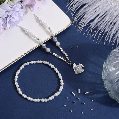 CREATCABIN 100Pcs 4 Sizes 925 Sterling Silver Spacer Beads Column Tiny Loose Small Tube Beads Large Hole Spacer Charms DIY Jewelry Making Supplies Findings Crafts Gift for Necklaces Bracelets Earrings in Saudi Arabia