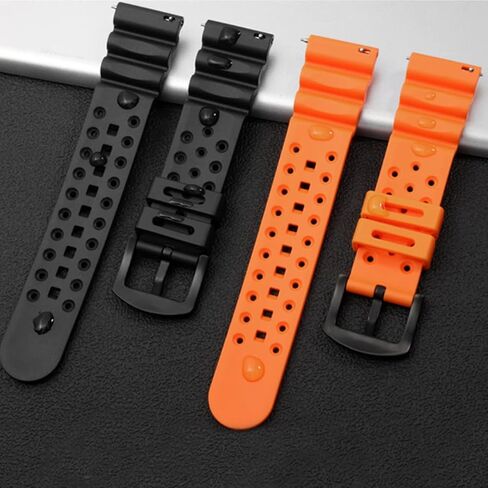 Laser Dice Quick-Release FKM Rubber Watch Strap- Replacement Watchband with Black Pin Buckle- Wristwatch band for Men & Women- Colors: Black, Green, Blue, Brown, Grey, Red, Orange- Sizes: 20mm, 22mm in Saudi Arabia
