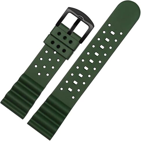 Laser Dice Quick-Release FKM Rubber Watch Strap- Replacement Watchband with Black Pin Buckle- Wristwatch band for Men & Women- Colors: Black, Green, Blue, Brown, Grey, Red, Orange- Sizes: 20mm, 22mm in Saudi Arabia