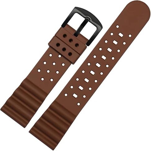 Laser Dice Quick-Release FKM Rubber Watch Strap- Replacement Watchband with Black Pin Buckle- Wristwatch band for Men & Women- Colors: Black, Green, Blue, Brown, Grey, Red, Orange- Sizes: 20mm, 22mm in Saudi Arabia