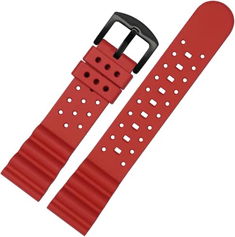 Laser Dice Quick-Release FKM Rubber Watch Strap- Replacement Watchband with Black Pin Buckle- Wristwatch band for Men & Women- Colors: Black, Green, Blue, Brown, Grey, Red, Orange- Sizes: 20mm, 22mm in Saudi Arabia