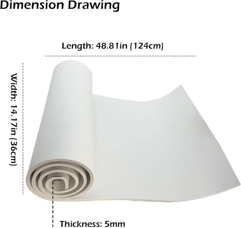 EVA Foam Roll | High Density 85kg/m3 | 5mm Thick | 48"x14" | Ideal for Cosplay, Crafts, DIY Projects (White 1pc) in Saudi Arabia