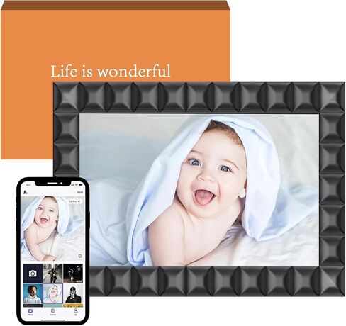 إطار صورة رقمي مقاس 10.1 بوصة، إطار صور رقمي ذكي مع شاشة لمس IPS مقاس 1280 × 800، تدوير تلقائي وعرض شرائح، إعداد سهل لمشاركة اللحظات عبر التطبيق من أي مكان وفي أي وقت in Kuwait