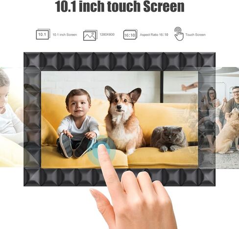 إطار صورة رقمي مقاس 10.1 بوصة، إطار صور رقمي ذكي مع شاشة لمس IPS مقاس 1280 × 800، تدوير تلقائي وعرض شرائح، إعداد سهل لمشاركة اللحظات عبر التطبيق من أي مكان وفي أي وقت in Kuwait